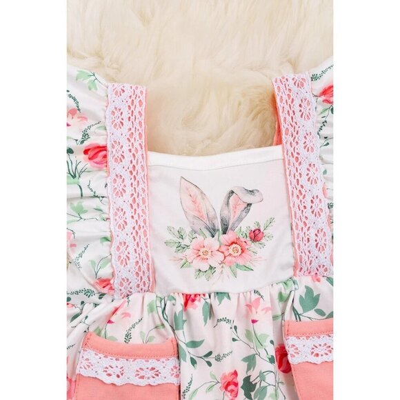 BEAUTIFUL CORAL FLOWER PRINTED TUNIC WITH POCKETS & BLOOMER - Picture 2 of 3